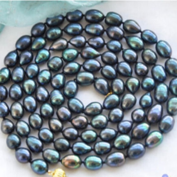 New Tahitian Black Natural Pearl Necklace - Picture 2 of 4